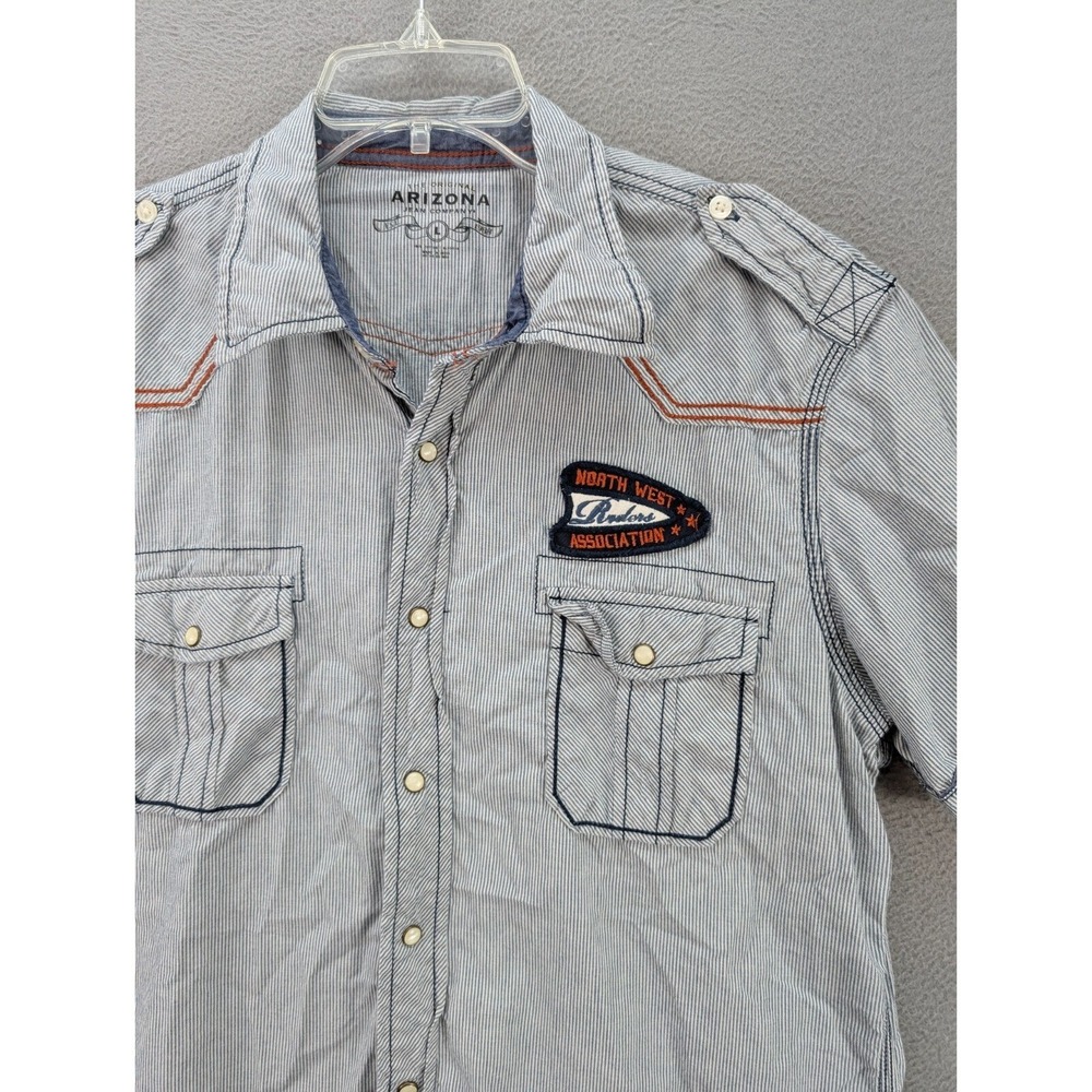 Arizona Jeans Western Cowboy Pearl Snap Shirt Men's Size L Four Wheel Copm Utah - Picture 4 of 11